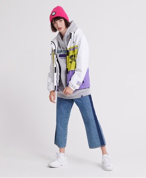 Superdry Colour Block Track Női Kabát Fehér | DXQHL6024